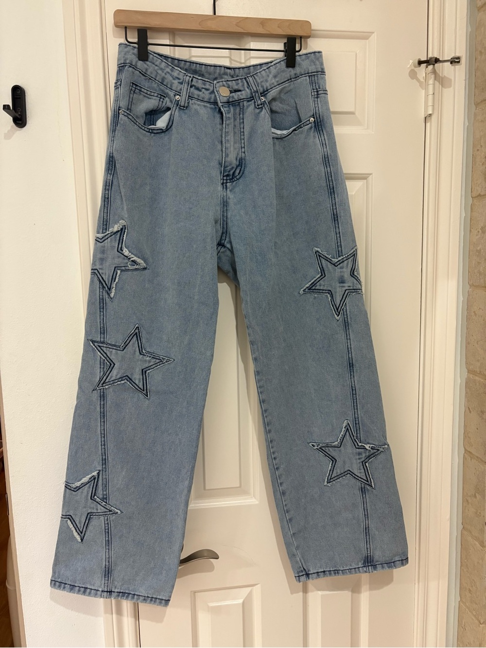 ROMWE Light Blue Star Wide-Leg Jeans